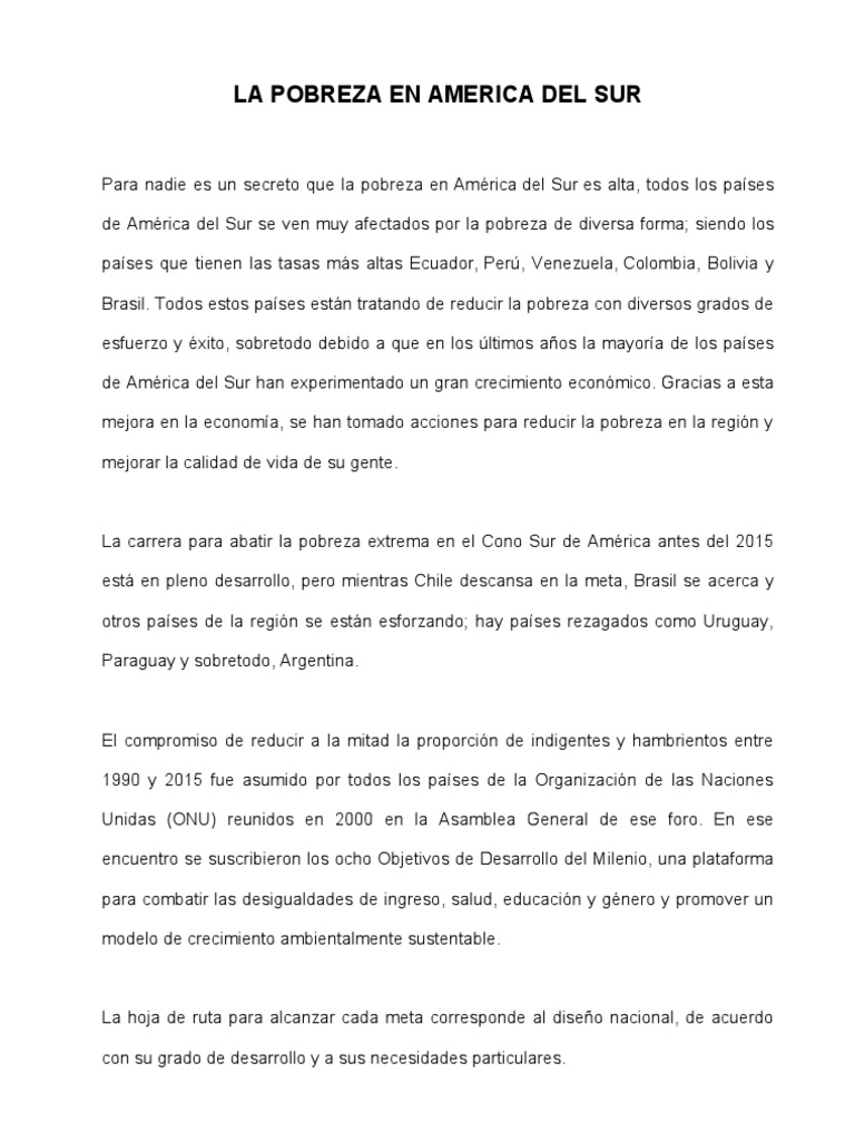 La Pobreza en America Del Sur | PDF | Pobreza | Pobreza e indigencia