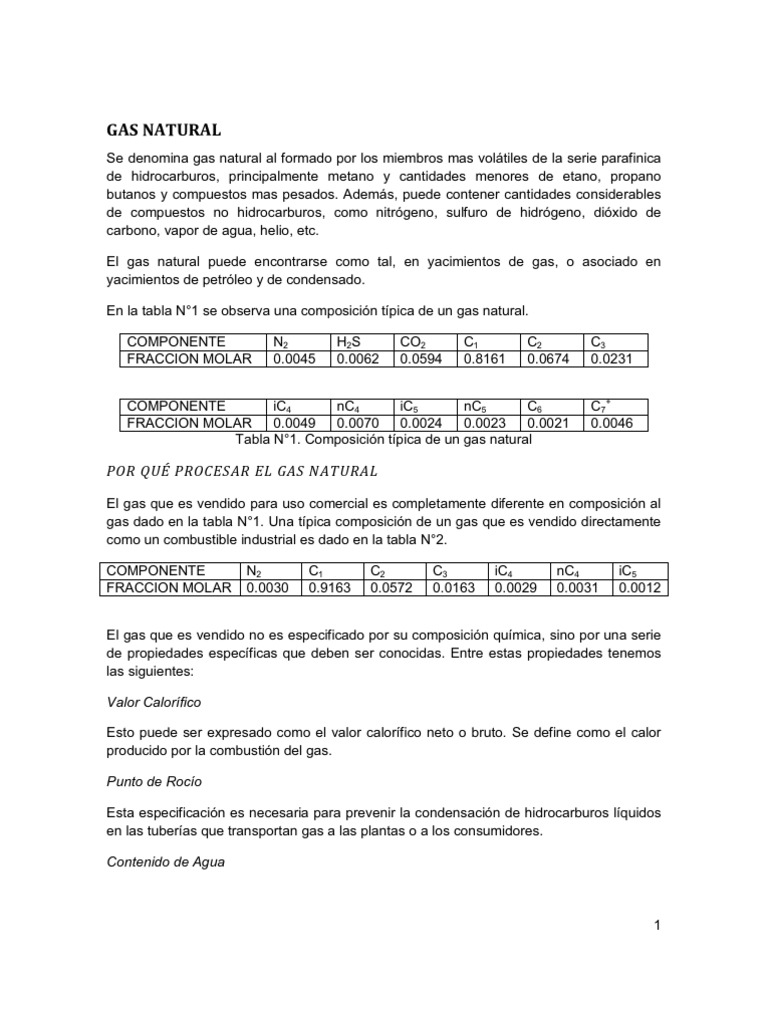 Peso molecular del gas natural | PDF | Gases | Gas natural