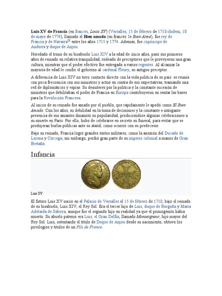 Luis XV de Francia PDF Nobleza francesa Monarquía