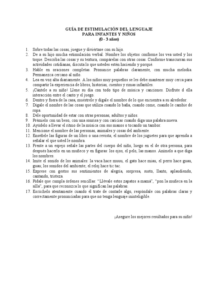 Guía de Estimulación Del Lenguaje | PDF