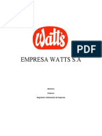 Empresa Watts S.A: Alumnos: Profesor: Asignatura: Valorización de Empresas