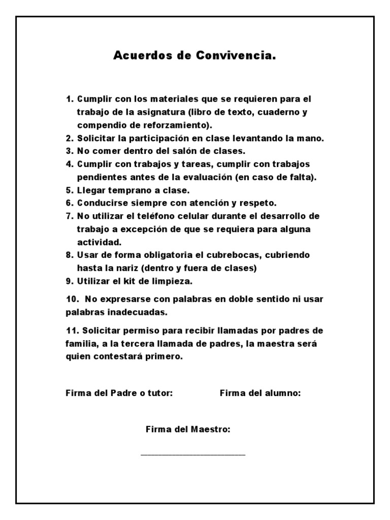 Acuerdos de Convivencia | PDF