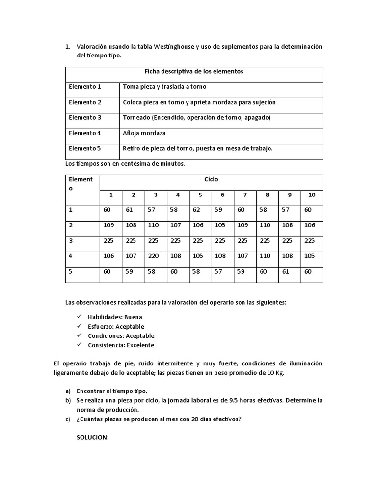 Valoración Usando La Tabla Westinghouse y Uso de Suplementos para La