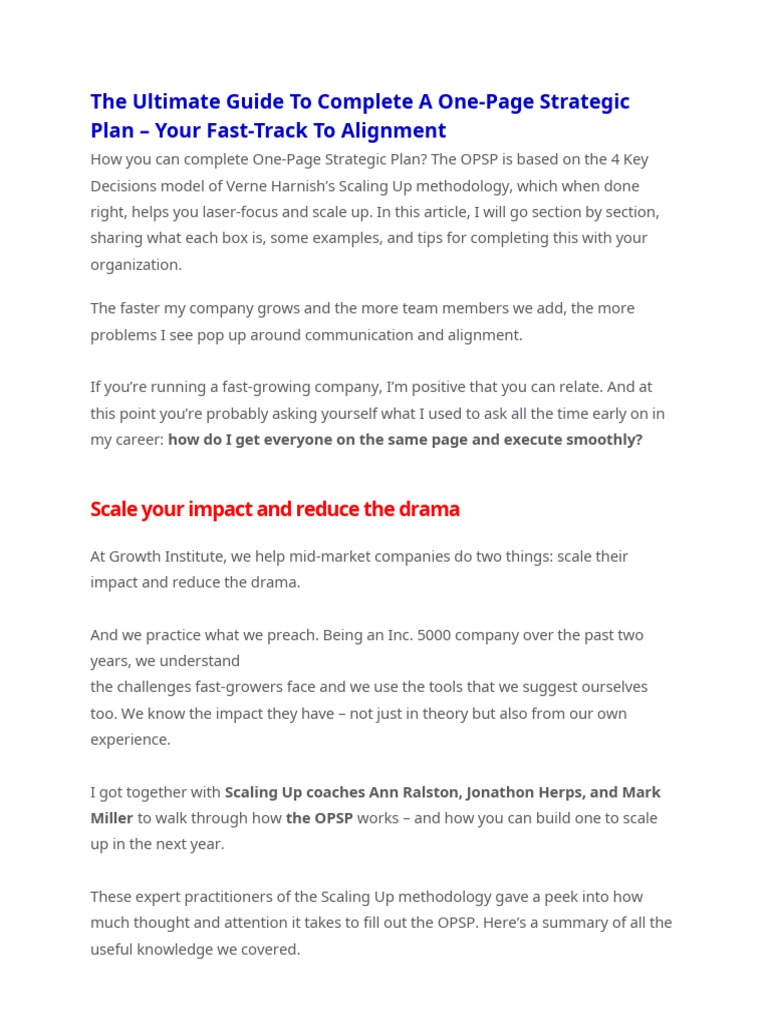 OPSP Guide | PDF | Goal | Brand