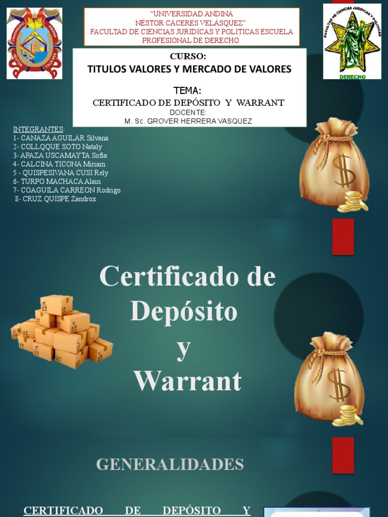 Certificado de Depósito y Warrant EXP OK PDF Certificado de