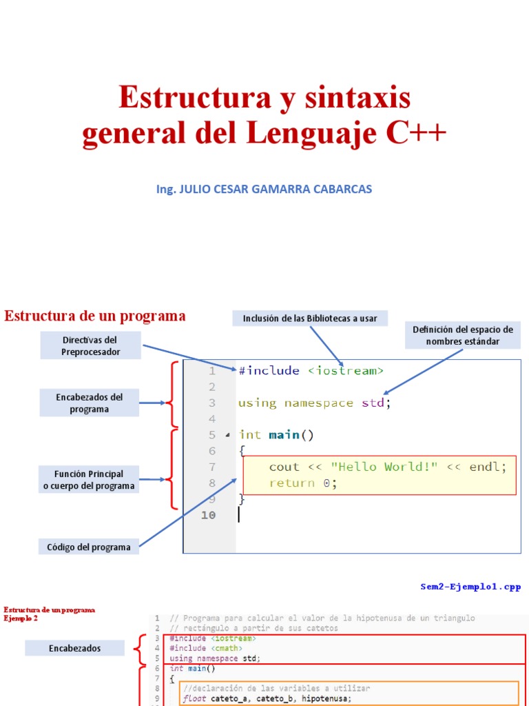 Laminas Clase Semana 2 - Estructura y Sintaxis | PDF | C ++ | Programa ...