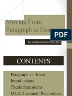 Moving From Paragraph To Essay