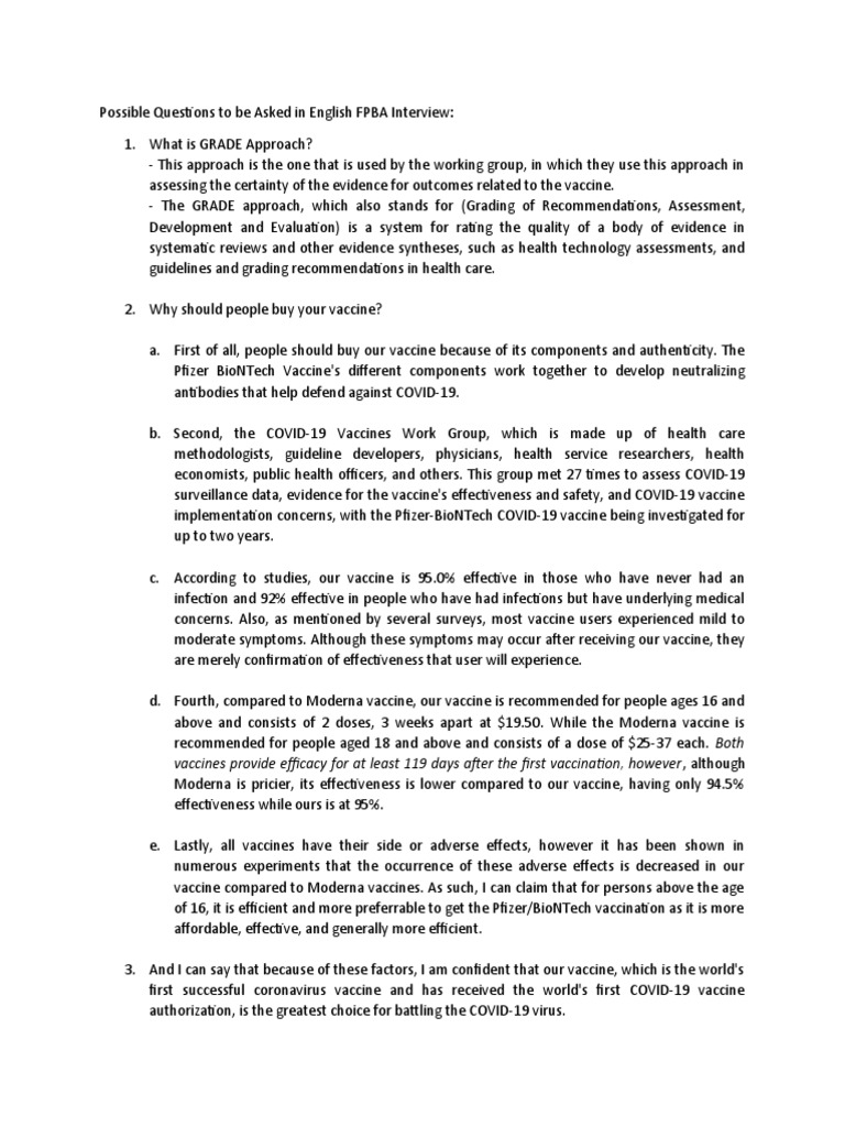 English Fpba Interview Script | PDF | Health Sciences | Biotechnology
