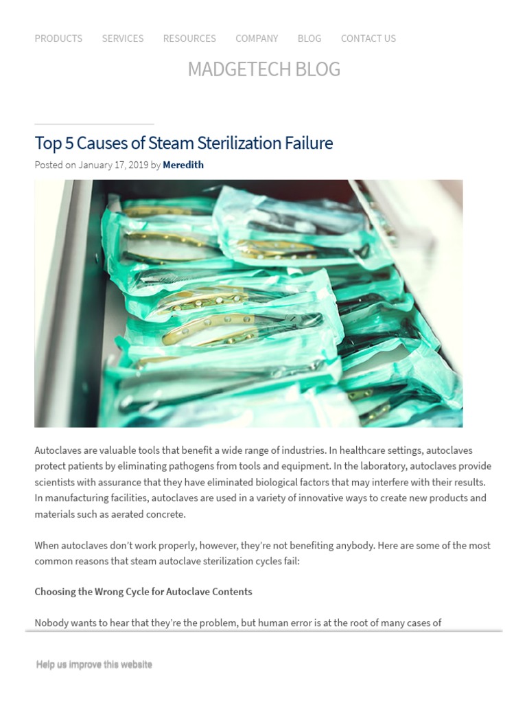 Top 5 Causes of Steam Sterilization Failure MadgeTech PDF