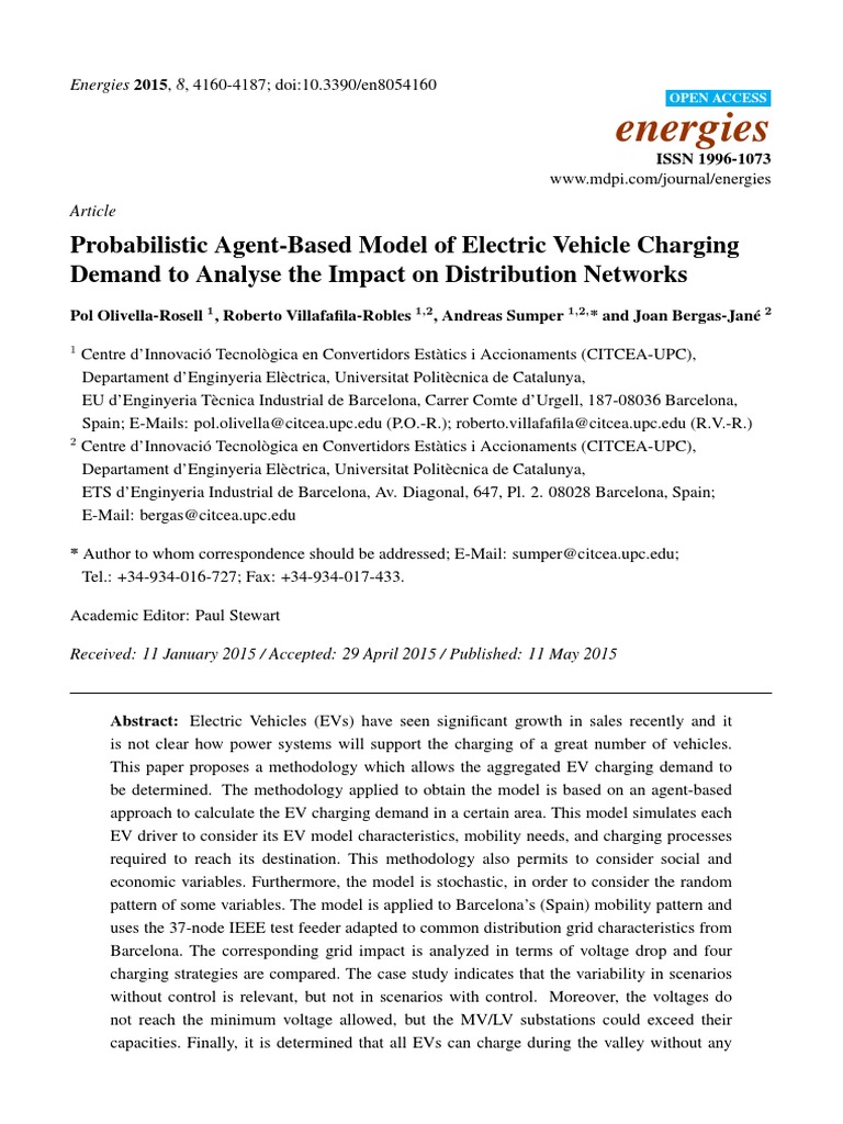 Probabilistic AgentBased Model of Electric Vehicle Charging Demand To