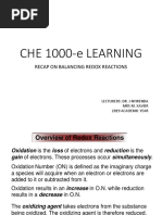 CHE 1000-E LEARNING - BALANCING REDOX REACTIONS