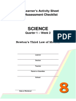 Science: Learner's Activity Sheet Assessment Checklist