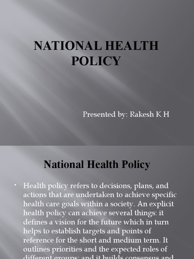 National Health Policy PDF Health Policy Wash