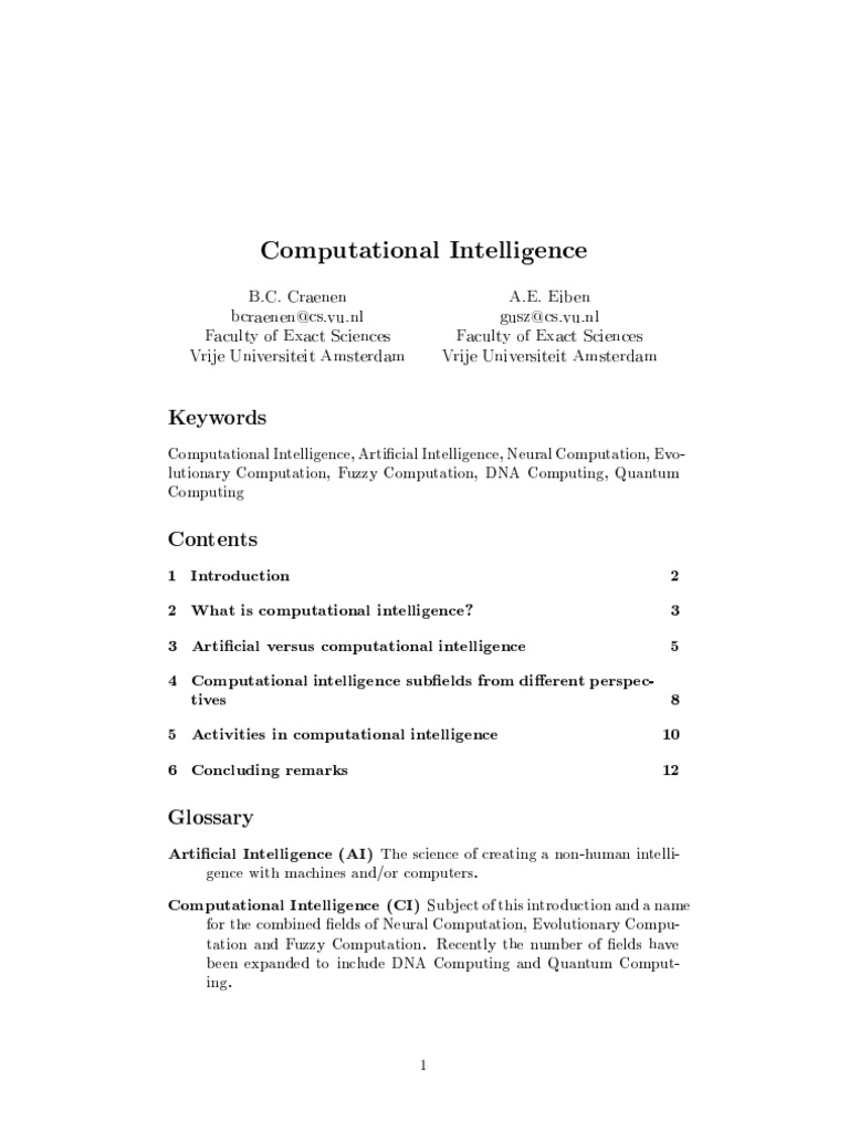 What Is Computational Intelligence | PDF | Computational Neuroscience ...