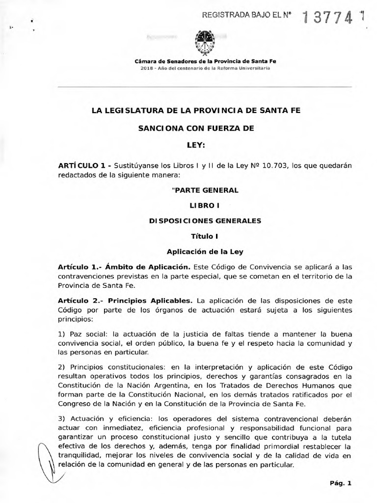 Ley 13774 de Santa Fe: Código de Convivencia | PDF | Estatuto de ...