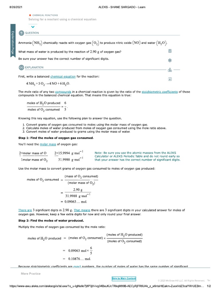 Solving for a reactant using chemical equation ex 3 pdf