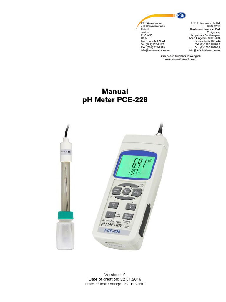 Manual PH Meter Pce PDF Ph Microsoft Excel