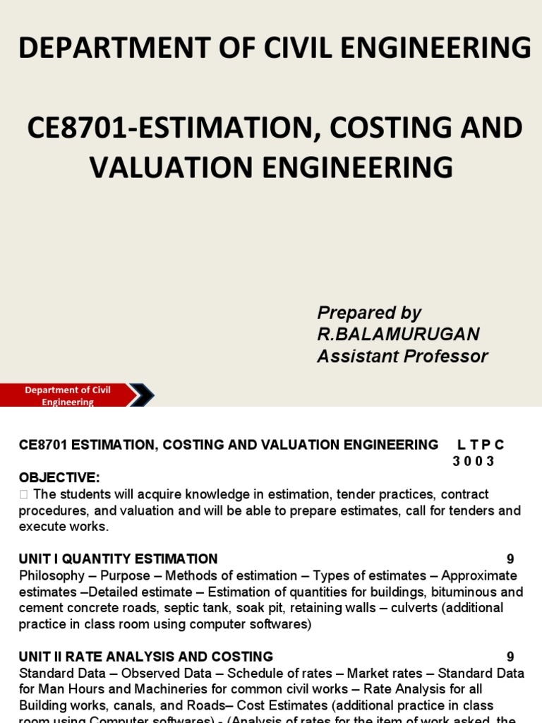 Estimation and Costing | PDF | Specification (Technical Standard) | Length