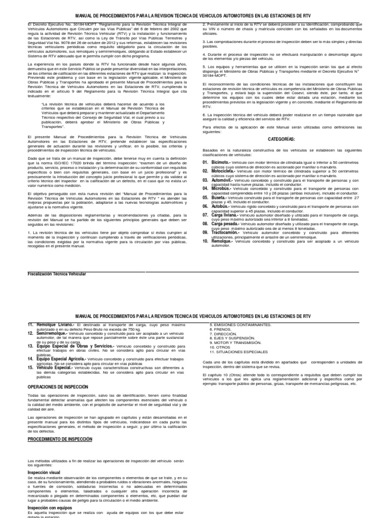 Manual de RTV Vigente Desde 1 Enero 2017 Modificado | PDF | Remolque ...