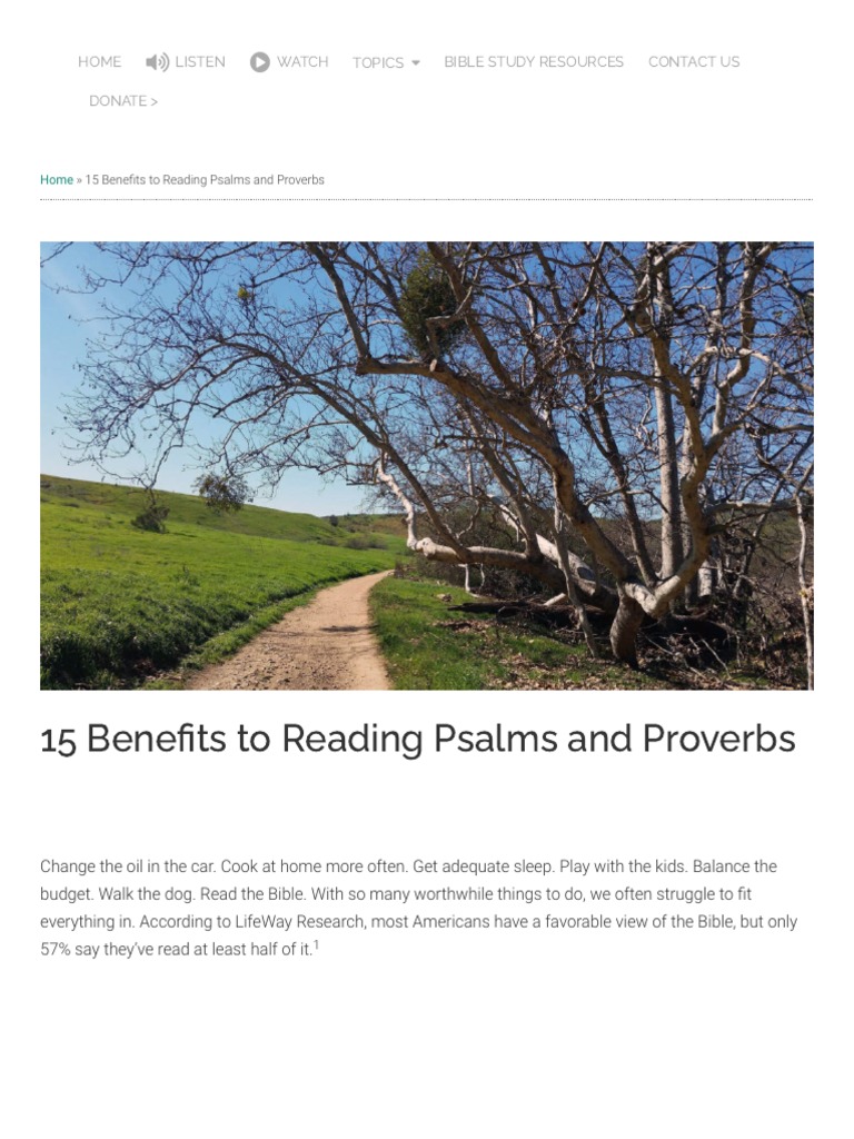 15 Benefits To Reading Psalms and Proverbs David Jeremiah Blog