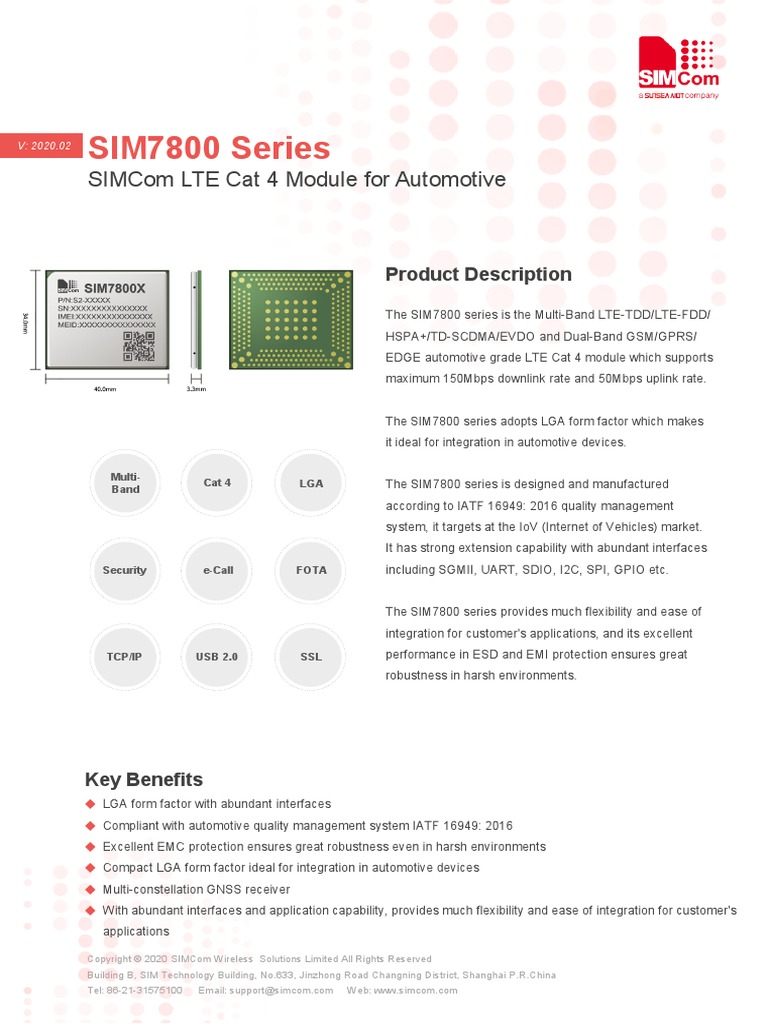 SIM7800 Series - SPEC - 20200427 | PDF