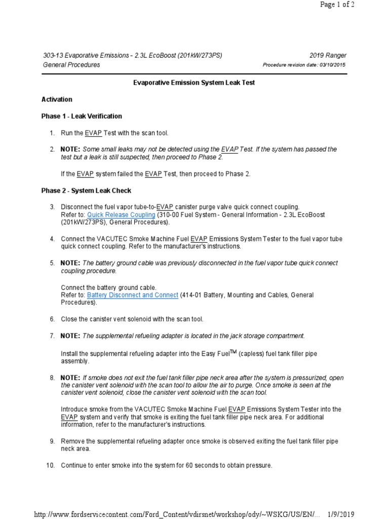 30313 Evaporative Emissions General Procedures Evaporative