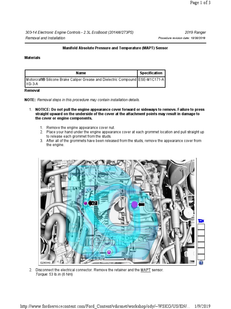 30314 Electronic Engine Controls Removal and Installation Manifold