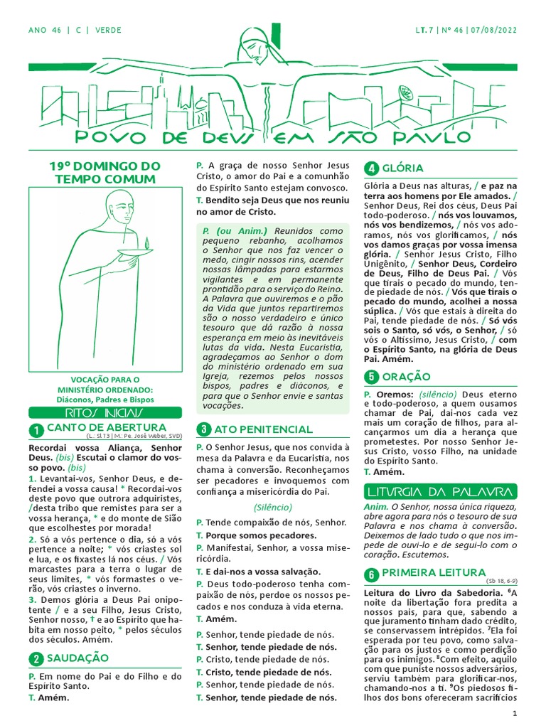 Ano 46 C 46 19 Domingo Do Tempo Comum | PDF | Eucaristia | Jesus