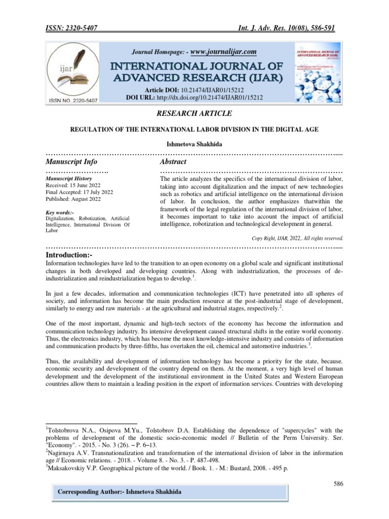 Regulation of The International Labor Division in The Digital Age | PDF ...
