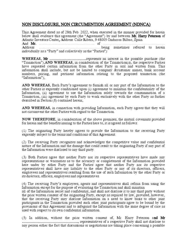 NDA Agreement | PDF | Non Disclosure Agreement | Confidentiality