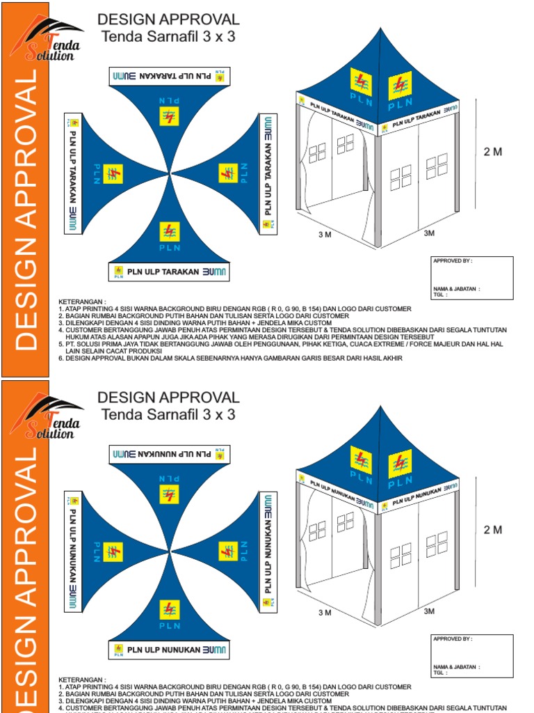 Persetujuan Desain Tenda Sarnafil 3x3 | PDF
