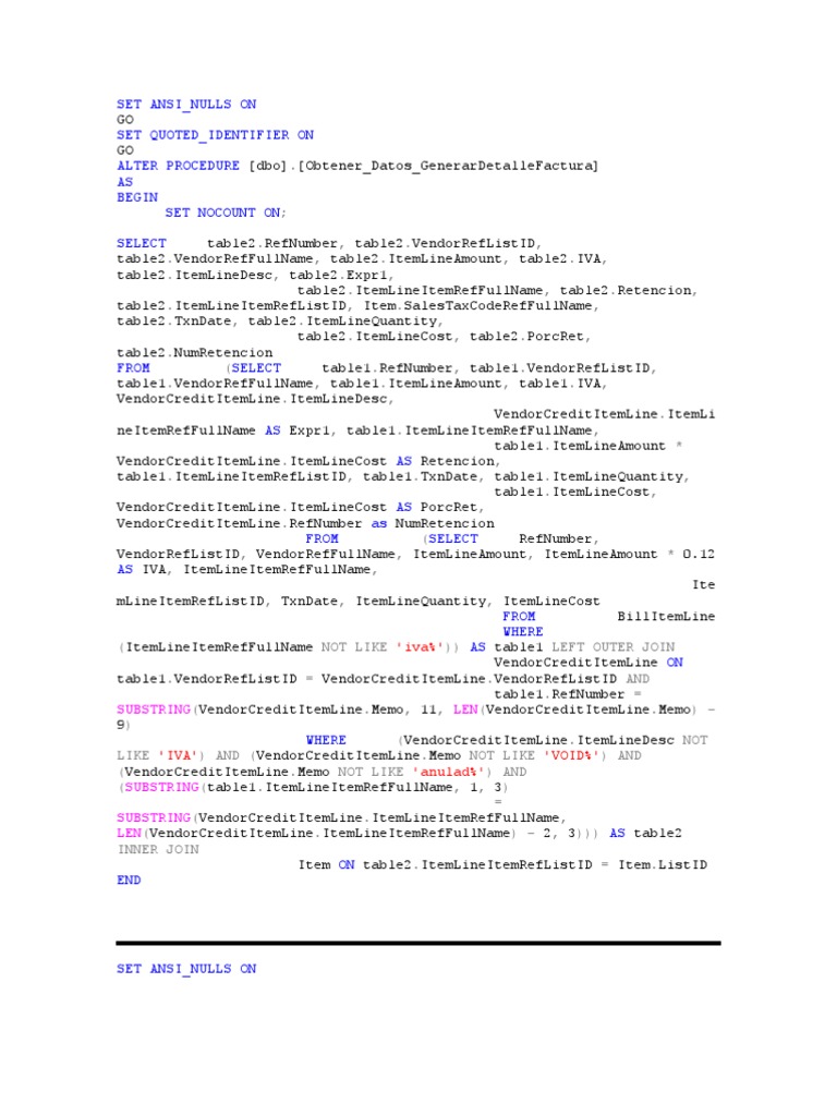 SQL Procedures for Invoice Management | PDF