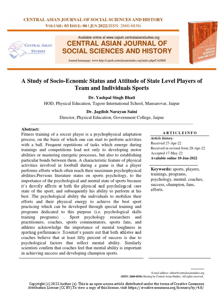 A Study of Socio-Ecnomic Status and Attitude of State Level Players of ...