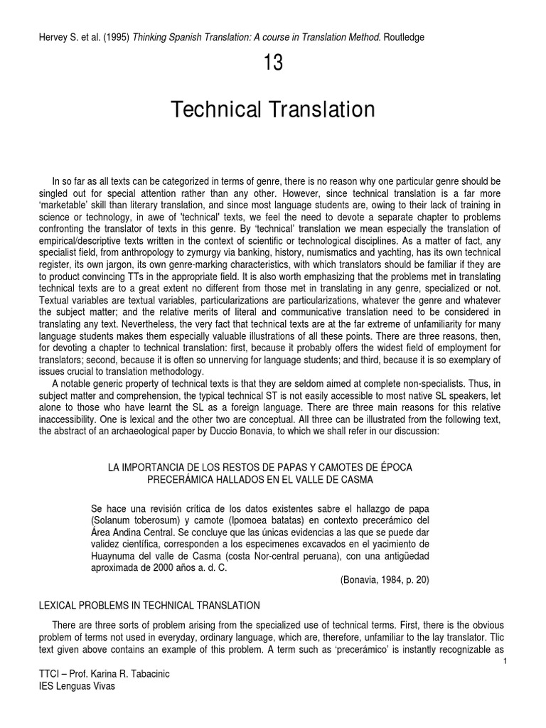 Technical Translation Hervey S. | PDF | Translations | Ambiguity