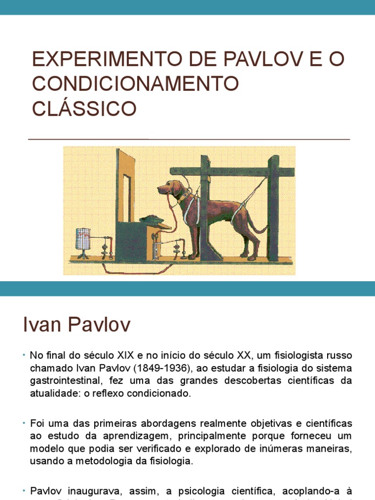 Aula 3 Experimento de Pavlov | PDF | Aprendizado | Estímulo (Fisiologia)