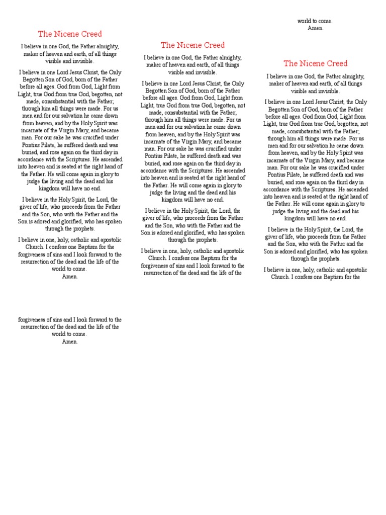 The Nicene Creed PDF God The Father God In Christianity