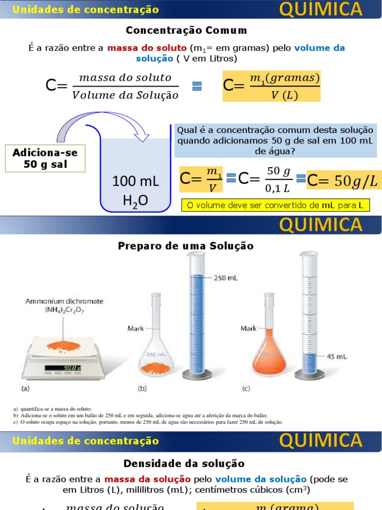 Unidades de Concentração | PDF | Concentração | Partes por volume
