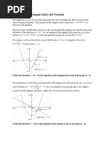 Application of Tangent Lines and Normals