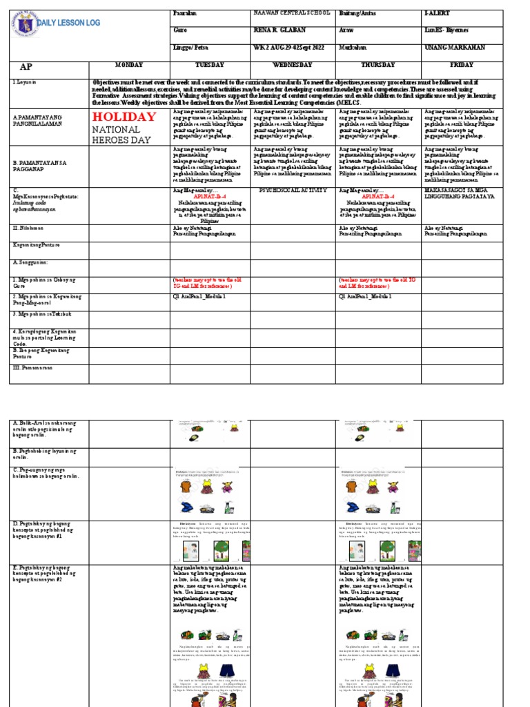 DLL AP Week 2 q1 Grade 1melc | PDF