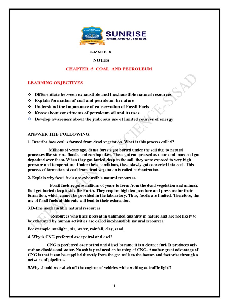 Coal and Petroleum: Class 8 Notes | PDF | Fuels | Petroleum