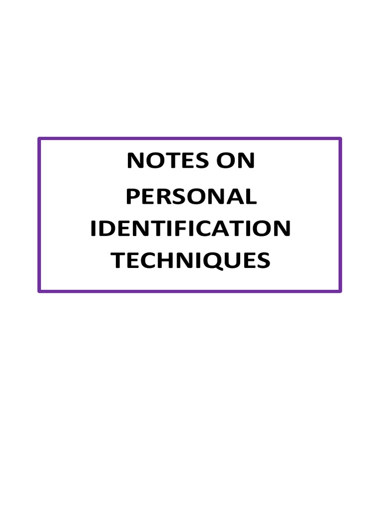 Personal Identification Techniques PDF Image Scanner Fingerprint