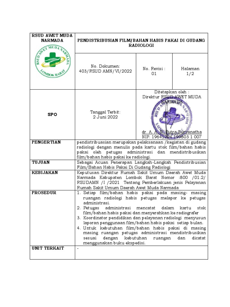 Pendistribusian Film Bahan Habis Pakai Di Gudang Radiologi PDF