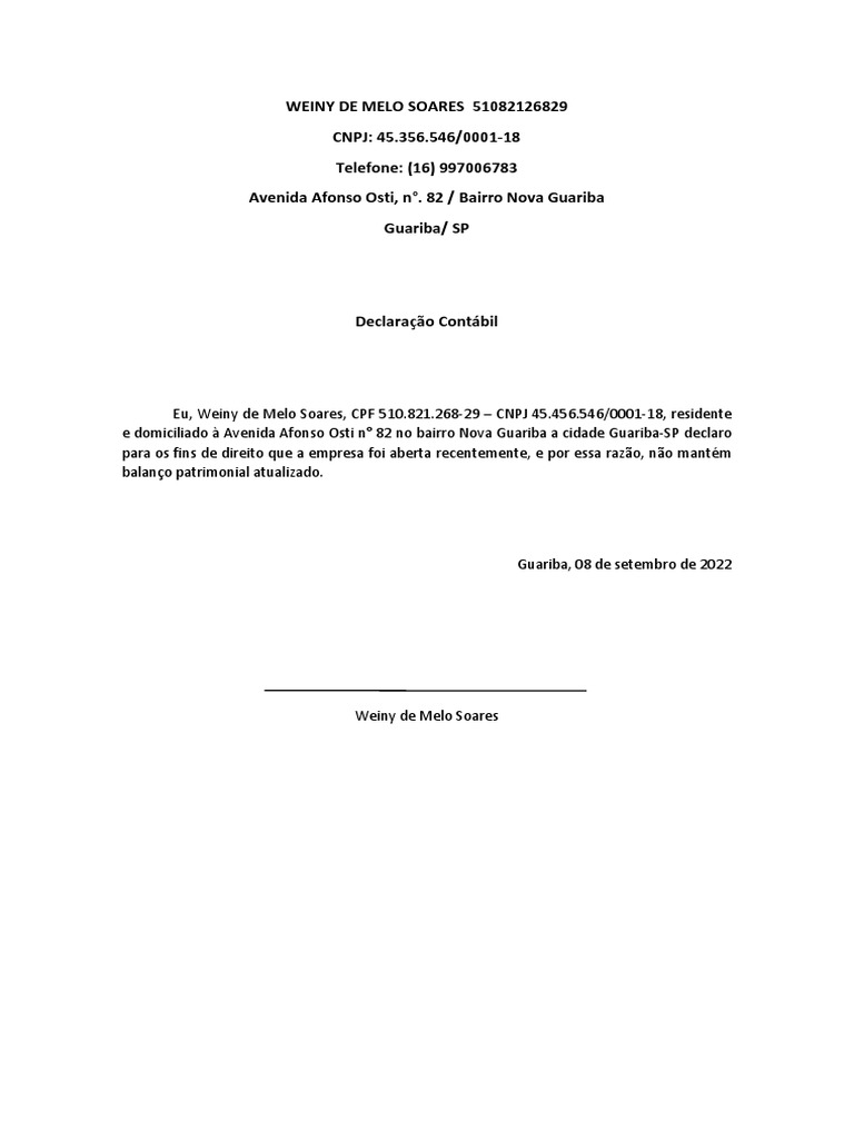 Declara o Cont bil PDF