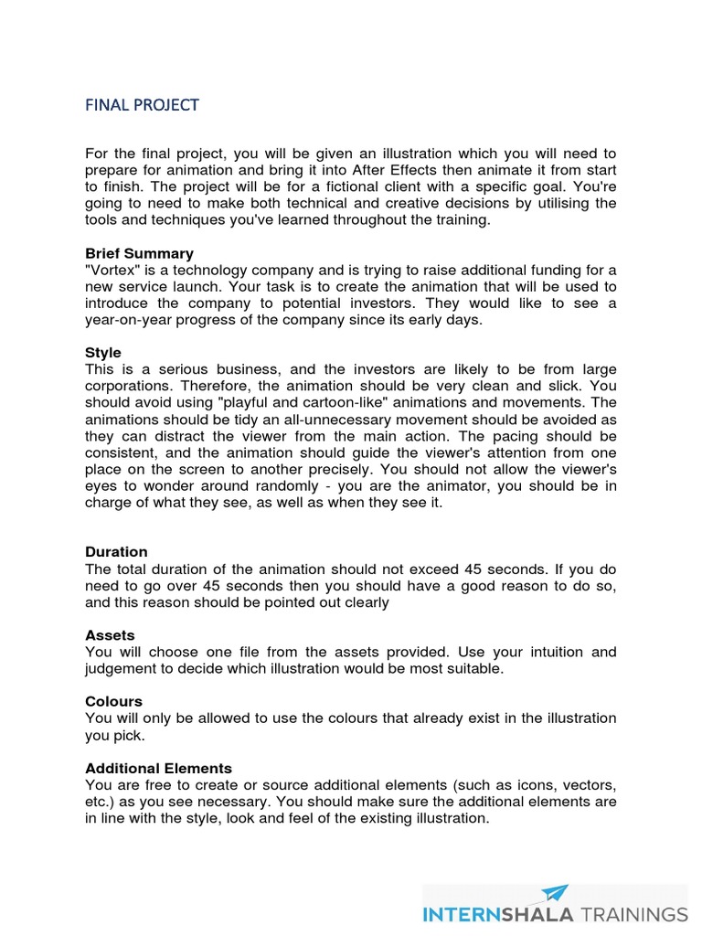 Animation Brief for Vortex Project | PDF