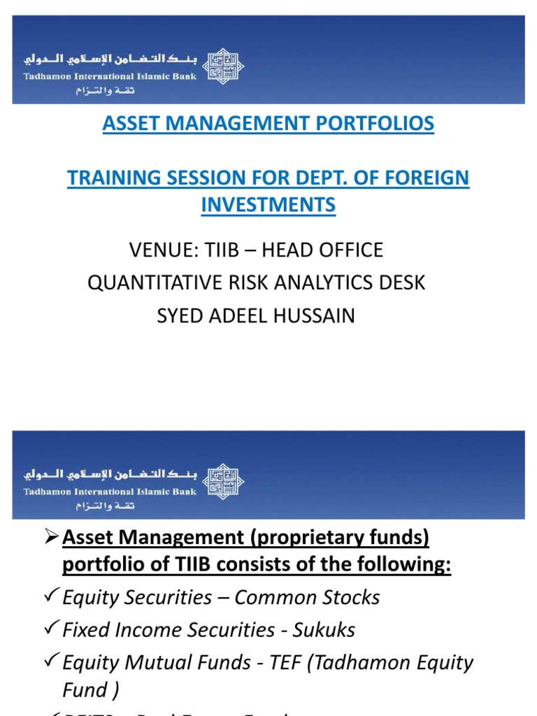 Venue: Tiib ʹ Head Office Quantitative Risk Analytics Desk Syed Adeel ...