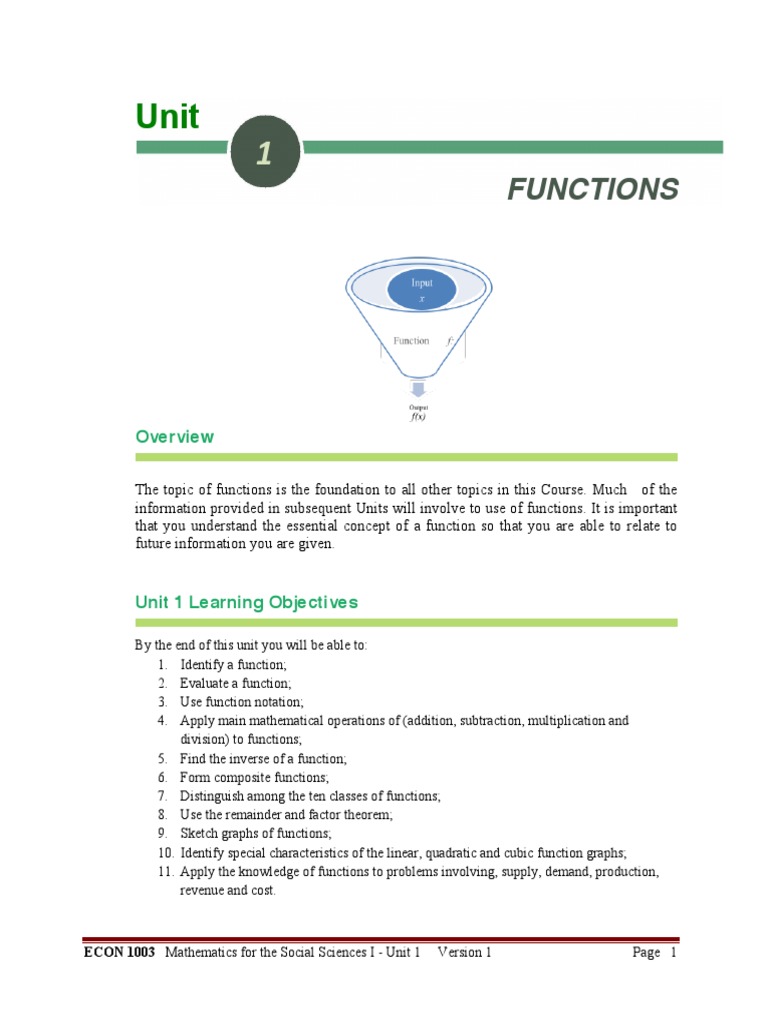 Understanding Functions in Economics | PDF | Function (Mathematics ...