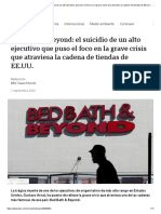 Bed Bath & Beyond: El Suicidio de Un Alto Ejecutivo Que Puso El Foco en La Grave Crisis Que Atraviesa La Cadena de Tiendas de EE - UU