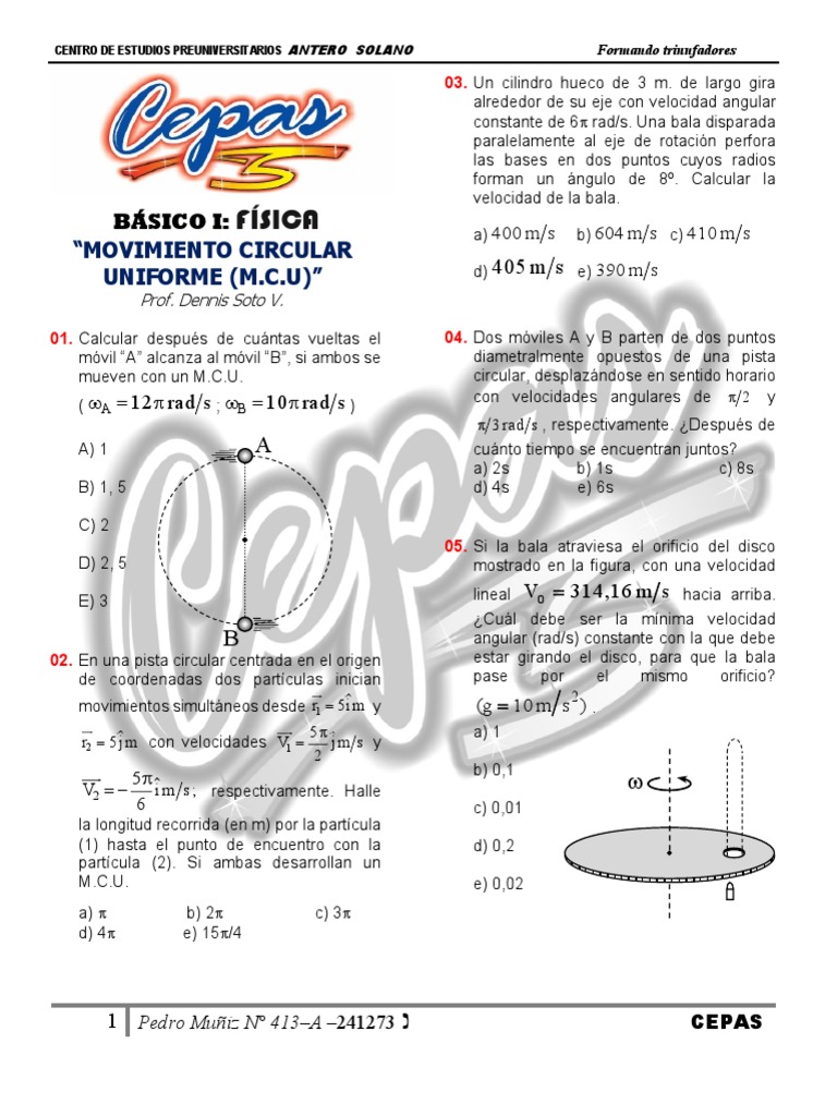 Movimiento Circular Uniforme (M.c.u) | PDF | Velocidad | Fenomeno fisico