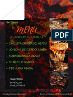 Menú Restaurante Brasería Fotografía Brasas y Fuego Naranja y Negro