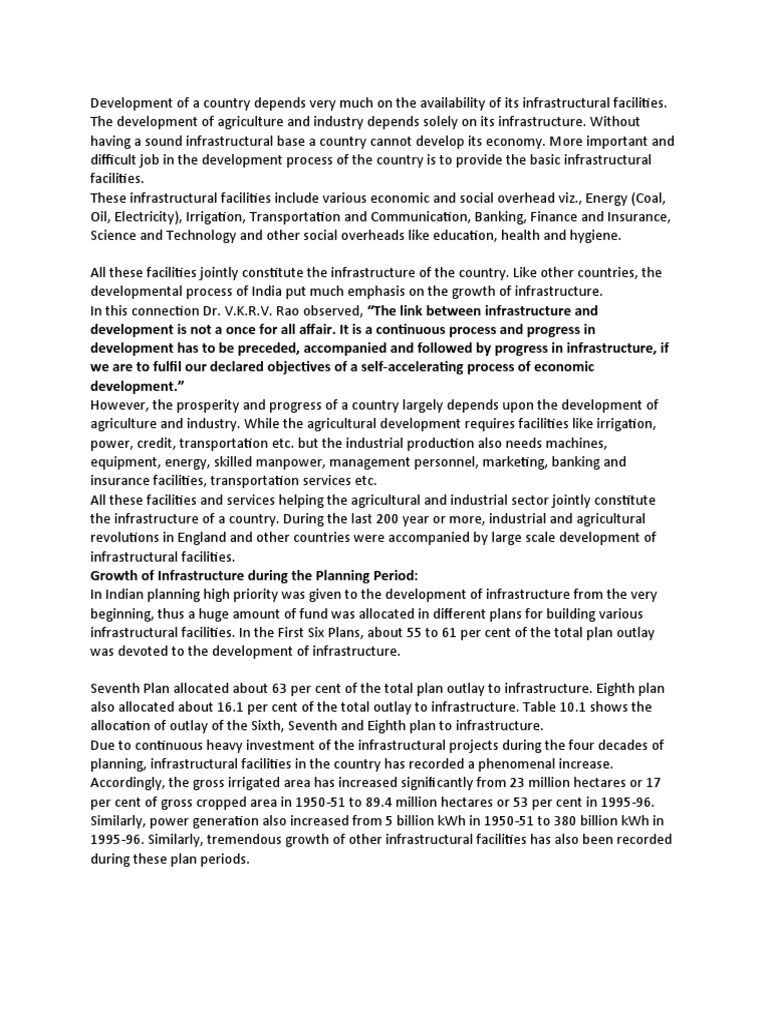 Infrastructure Development in India | PDF | Infrastructure | Economic ...